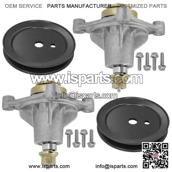 42" Deck Spindles with 4.8" OD Pulley for Hustler Raptor / Dash XD 604214 603987 - Image 5
