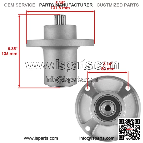 607418 601804 604664 54" Deck Spindle w/ 5.78" OD Pulley for Hustler Raptor SD - Image 2