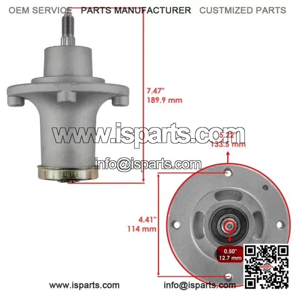 52" Deck Spindle w/Pulley & Blade Redmax CZT52 / Jonsered Z52XF / Dixon Ultra 52 - Image 2