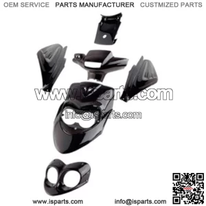 Set 6 Fairings Shiny Black STR8 For MBK Booster Next Generation 1999-2005
