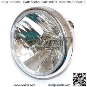 Headlight Light Motorcycle Cafe Racer Old Style 190 MM Chrome Clear