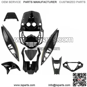 Set 9 Fairings Malaguti F12 Phantom 50 100 AC LC Two-Seater Shiny Black 2002-200