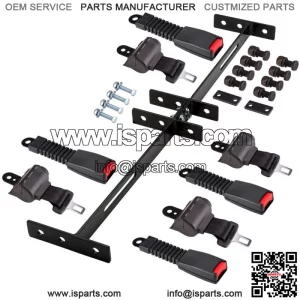 Golf Cart Seat Belts Bracket Kit for EZGO Club Car Yamaha 4 Seater Cart, Black