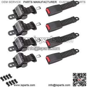 4 Retractable Golf Cart Seat Belts for EZGO Club Car Yamaha Adjustable Lab Belt