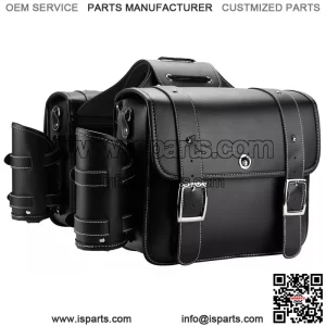 20L Motorcycle PU Leather Throw Over Saddlebags W/Cup Holder For Dyna Sportster