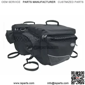 Deluxe Black Throwover Universal Fit Motorcycle Saddlebags 39 Liter Capacity
