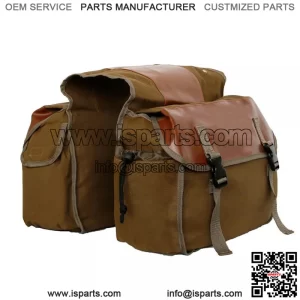 Brown Canvas Motorcycle Side Saddle Bags Panniers Pouch Luggage Storage Tool Bag