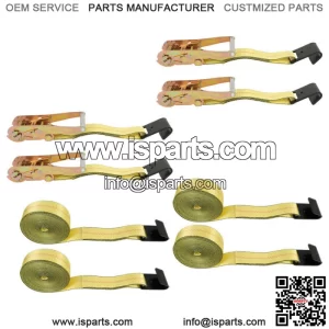 Flat Hook Ratchet Straps Heavy Duty Lashing Straps For Flatbed, Truck Yellow