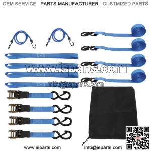 7pcs Ratchet Tie Down Straps 4 PK 15 FT  2,200 LB Break Strength Blue