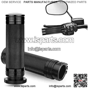 1" Motorcycle Hand Grips Black Chrome Handlebar Grips Compatible with Harley Touring Honda Yamaha Suzuki Kawasaki