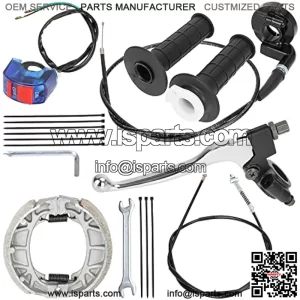 105mm Brake Shoes 7/8" Twist Accelerator Handle Lever Throttle Cable Assembly Kit for Predator 196cc 212cc 6.5hp Coleman CT200U CT200U-EX BT200X Baja Warrior Heat MB165 MB200 Massimo Mini Bike