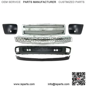 Front Bumper Chrome + Grille + Valance + End Caps For 2007-2013 Silverado 1500 (For: Chevrolet Silverado 1500)