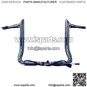 PRE-WIRED 14" BIG DADDY 1  " MEATHOOK BAGGER BARS Handlebars Compatible With 2014-2023 Harley-Davidson Bagger Touring Electra, Street Glide, Special, Ultra Limited (Chrome)