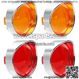Turn Signal Lens Cover with Chrome Visor Compatible with Harley Dyna Fatboy Softail Road Glide