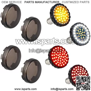 1157 LED Front Rear Turn Signals Brake Light with Smoked Lens Cover, 2 Inch Bullet Turn Signal Lights Kit Compatible with Harley Sportster Dyna Softail Road Glide Street Glide