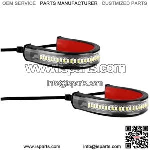 2PCS Motorcycle LED Turn Signal Light, Flexible Switchback Dual-Color White & Amber Fork Turn Signal Blinkers, DRL Daytime Running Light Waterproof Adjustable Strips Bars for Motorbike