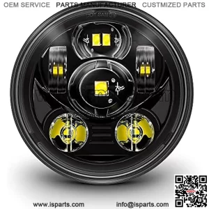 ONLINE LED STORE 5.75" (5 3/4) Harley LED Headlight For Harley Davidson [Black-Finish] Round LED Motorcycle Headlight For Dyna Street Bob Super Wide Glide Low Rider Night Rod Train Softail Sportster