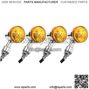 Motorcycle Round Turn Signal Lights, 4PCS 12V LED Bulbs Blinker Direction Indicator Lamp, Universal for Honda Shadow Suzuki Kawasaki Harley Yamaha (Silver/4PCS)