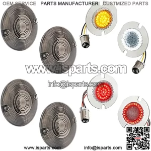 1157 Front Rear LED Turn Signals 3 1/4 inch Flat Smoked Lens Covers Brake Running Light Compatible with Harley Road King Electra Glide Touring