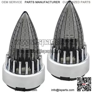 2X Bullet Turn Signal Light Supersonic Replacement Smoke Lens Cover for Softail Street Road Glide Fatboy Sportster Dyna Deluxe Bikes Snap On repl. OEM# 68973-00 Chrome Bezel