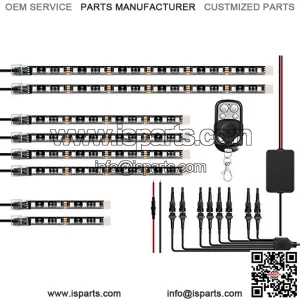 8PCS Motorcycle RGB Led Light Kit Waterproof Multi-Color Atmosphere Lights Lamp with 4Key RF Wireless Remote for Harley Davidson Honda Kawasaki Suzuki, 2 Years Warranty (TL-42)