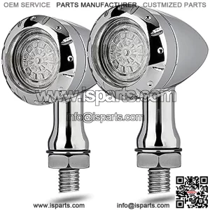 Motorcycle LED Turn Signals Bullet Blinker Heavy Duty Indicator Lights Amber Lens Universal for Harley Davidson Honda Yamaha Suzuki Kawasaki (Chrome-4wire)