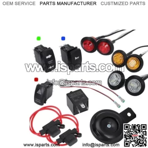 For UTV ATV Golf Cart Rocker Switch Turn Signal Kit Street Legal Led Light Horn (For: More than one vehicle)