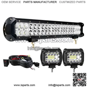 20" LED Work Light Bar 4in Pods For Kawasaki Teryx Teryx4 Mule 610 4010+Wiring