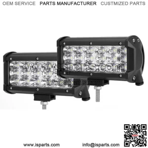 Tri-Row 7" LED Work Light Bar FLOOD Beam Pods for Can-am Polaris RZR ATV UTV 2x (For: More than one vehicle)
