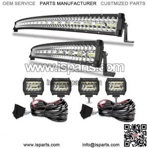32/52" LED Curved Light Bar fit Kawasaki Teryx 800 750 Mule 610  Roof + 4" Pods