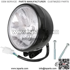 Motocycle 12V 35W Headlight Head Light Assembly with Hardware for 196cc Baja Warrior 200cc Massimo MB200 Trailmaster MB200 MB165 Hensim Motorsports Mini Bike Parts Black
