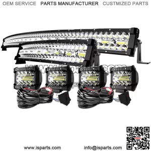 For Can-Am Maverick X3 Upper Roof 52" Curved LED Light Bar +22" +4" Pods Lights