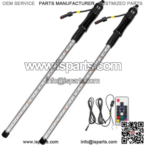 2PCS 3FT LED Whip Lights Antenna Flag Pole Quick Release Base for ATV UTV RGB