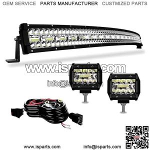 Roof 50" Curved LED Light Bar Combo +4'' Pods Wire fit Can-am Maverick X3 max