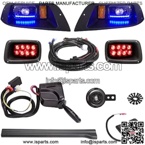 Deluxe Golf Cart Headlight Taillight Light Kit for EZGO TXT 36V All Year & 48V 1996-2013, with RGB Daytime Running Light Low High Beam Turn Signal Brake Pad Hazard Light
