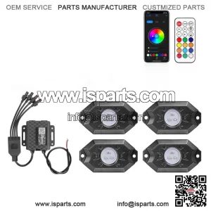 For Polaris RZR XP 4 1000 Turbo RZR 900 RGB LED Rock Lights Underglow Foot 4Pod (Fits: Yamaha)