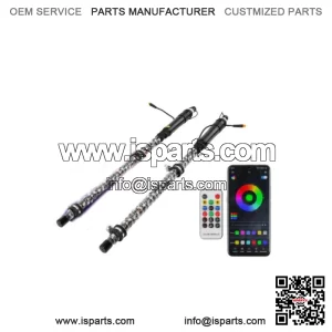 Pair 2FT RGB Spiral LED Whip Lights Antenna Chase W/Flag For Polaris RZR XP 1000 (Fits: Yamaha)