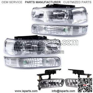 Fit For 1999-2002 Chevy Silverado 2000-2006 Tahoe Suburban Headlights+Fog Lights (For: More than one vehicle)