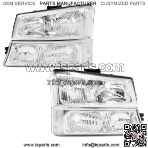 Chrome Clear Corner Headlights+Signal Bumper Lamp Fit For 03-06 Chevy Silverado (For: More than one vehicle)