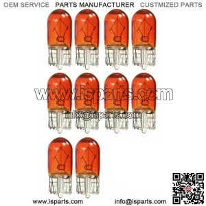10Pcs Amber T10 501 194 Side Marker Light Glass Bulb Car Parts Halogen Bulbs 12V (For: More than one vehicle)