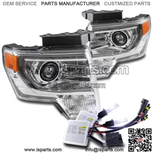 FOR 09-14 FORD F-150 CHROME PROJECTOR HEADLIGHT LAMP W/10K HID KIT FACTORY STYLE (For: Ford F-150)