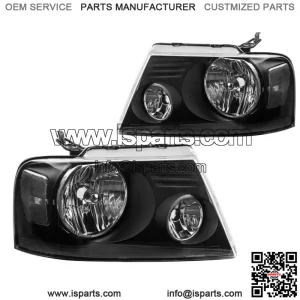 Pair Headlights Assembly For 2004-2008 Ford F-150 F150 Black Housing Clear DOT (For: Ford F-150)