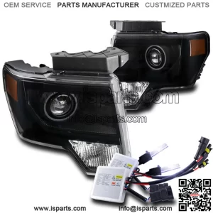 FOR 09-14 FORD F-150 BLACK PROJECTOR HEADLIGHT LAMP W/10K HID KIT FACTORY STYLE (For: Ford F-150)