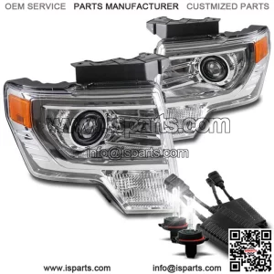 FOR 09-14 FORD F-150 CHROME PROJECTOR HEADLIGHTS LAMP W/50W 8K HID FACTORY STYLE (For: Ford F-150)