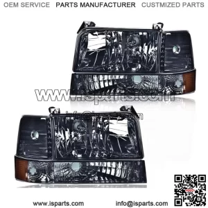 Fit For 1992-96 Ford F150/250/350 Bronco Headlights W/Corner Signal Bumpe 6PCS