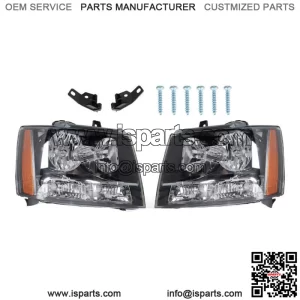 For 2007-14 Avalanche/Suburban/Tahoe Headlights Amber Corner Black Housing RH+LH