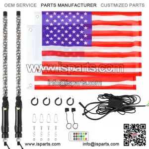 2FT RGB Spiral LED Whip Lights Antenna W/Flag For CFMOTO ZFORCE 600 800 950 1000