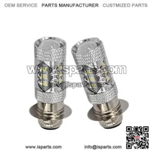 2Pcs 80W Super White LED Bulbs P15D H6M for ATVS YFM350 400 450 660 700 Raptor Blaster 200 350 YFZ 450 TRX 400EX LTZ400
