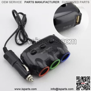 Car LED Cigarette Lighter Socket 3 Port Splitter Dual USB Charger Adapter Parts (For: Ford F-150)