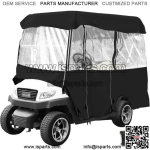 Golf Cart Cover 4 Passenger Waterproof Black Rain Cover Shell with Rear Seat